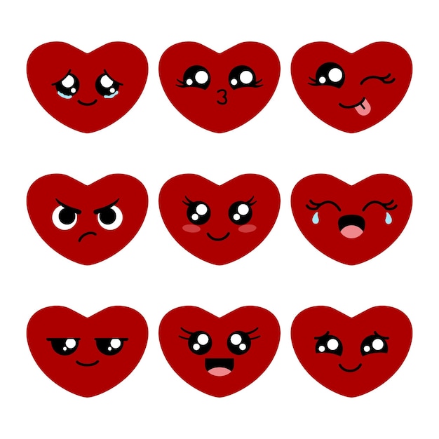 Conjunto de vetores de emoticon de coração