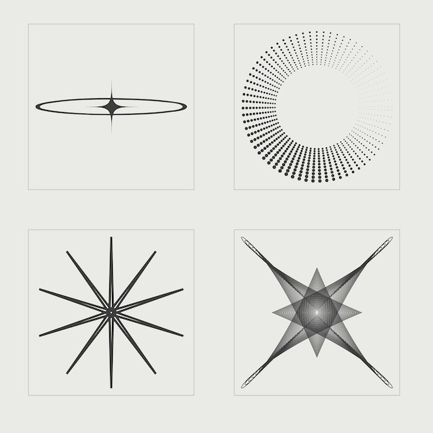 Vetor conjunto de vetores de estilo y2k de objetos grande conjunto de objetos retrô para design formas abstratas modernas