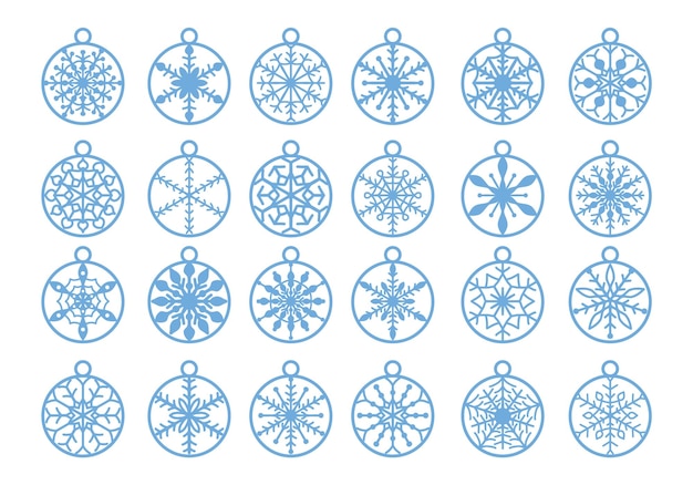 Conjunto de vetores de flocos de neve de natal de corte a laser