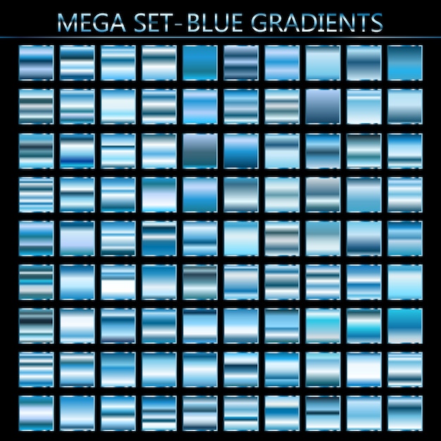Conjunto de vetores de gradientes azuis. coleção de fundos azul.