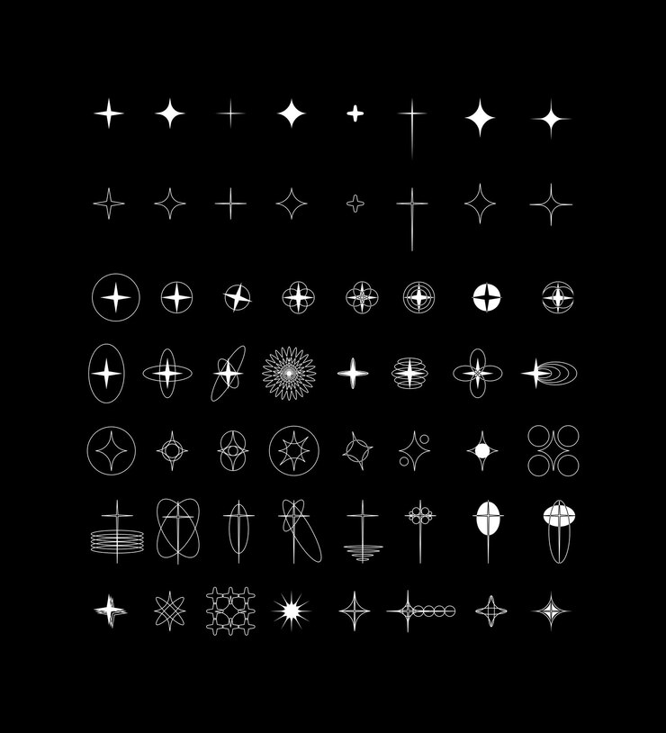 Vetor conjunto de vetores de ícones de estrelas brilhos amarelos abstratos estrelas cintilantes brilhando vetor de explosão de natal