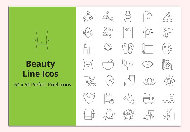 Conjunto de vetores de ícones de linha de beleza