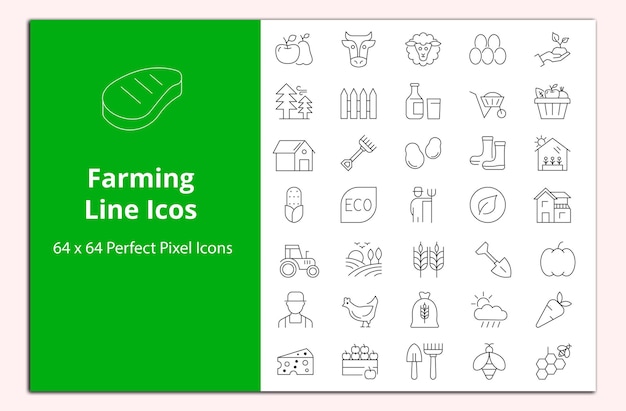 Conjunto de vetores de ícones de linha de cultivo