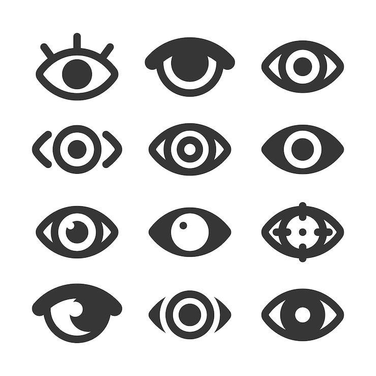 Vetor conjunto de vetores de ícones de olhos coleção de olhos isolada