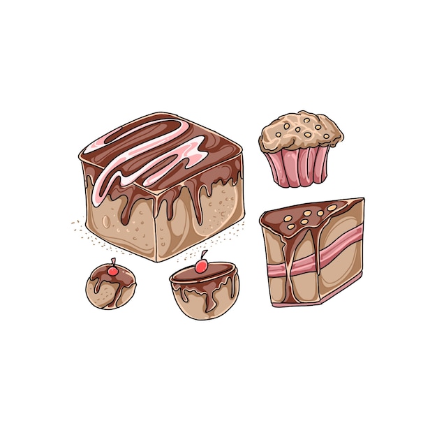 Doodle desenhado à mão de bolo de creme de duas camadas com esmalte desenho  de desenho ilustração vetorial