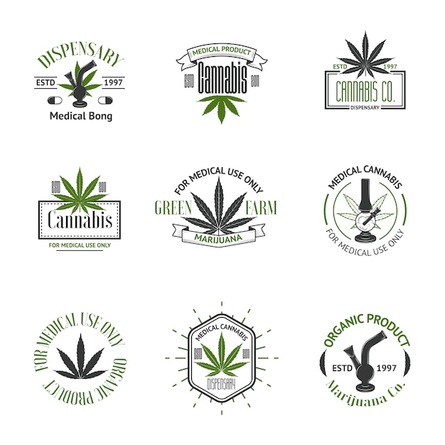 Conjunto de vetores de logotipos de maconha medicinal