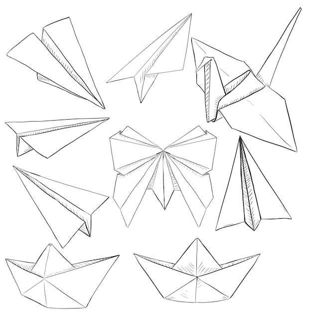 Conjunto de vetores de objetos de origami