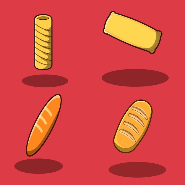 Vetor conjunto de vetores de pacote de ícones de pão redondo