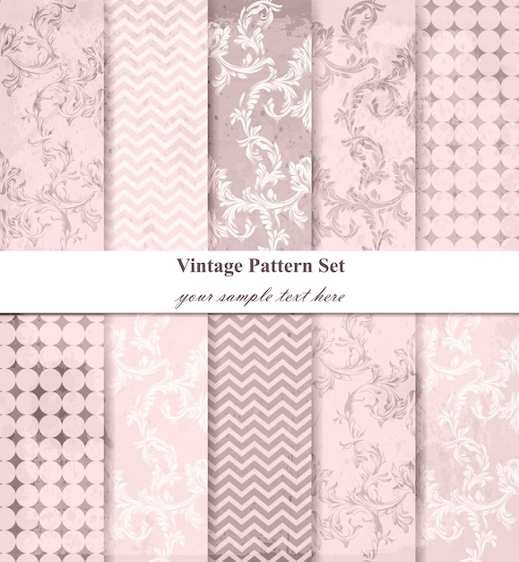 Conjunto de vetores de padrões damasco, decoração de ornamentos barrocos
