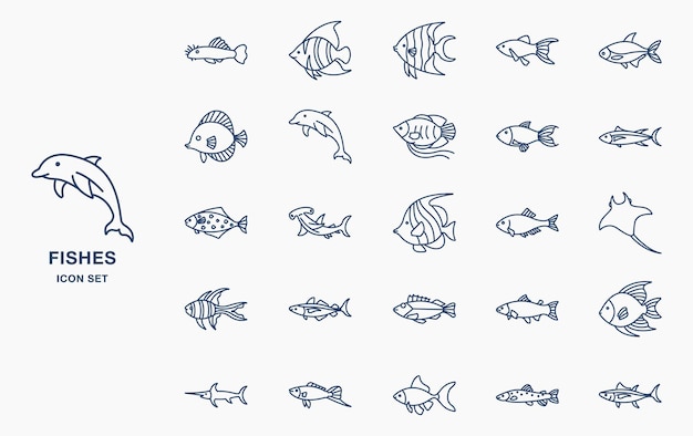 Conjunto de vetores de peixes