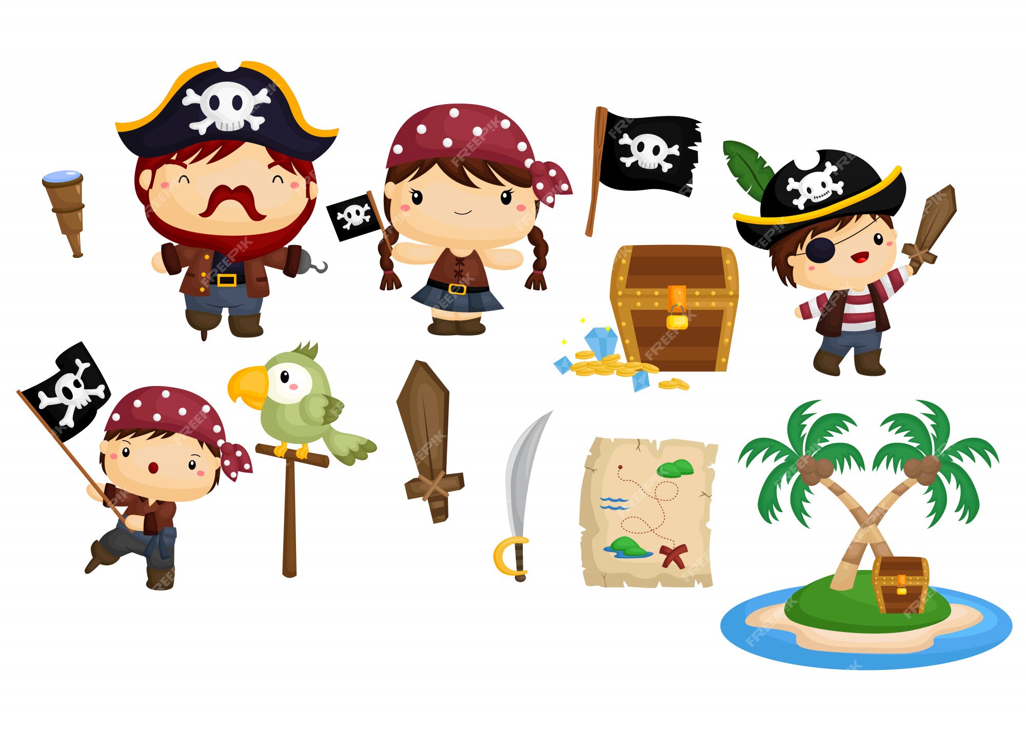 Vetores de Conjunto De Elementos De Jogo Pirata Piratas Masculinas Canhão  Navio Ilustração De Vetores Ativos De Interface Do Usuário Para Aplicativos  Móveis Ou Jogos De Vídeo Sobre Um Fundo Branco e