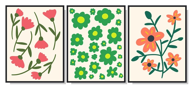 Conjunto de vetores de pôster de arte de parede minimalista botânico design para impressões emolduradas de parede impressão em tela pôster decoração de casa papel de parede 01
