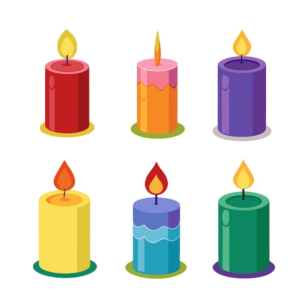 Conjunto de vetores de recolha de velas em fundo branco