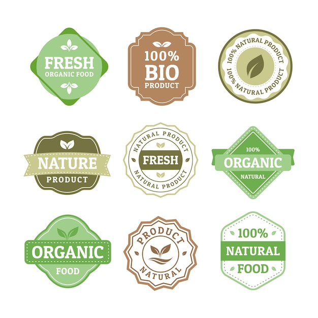 Conjunto de vetores de rótulos de produtos naturais