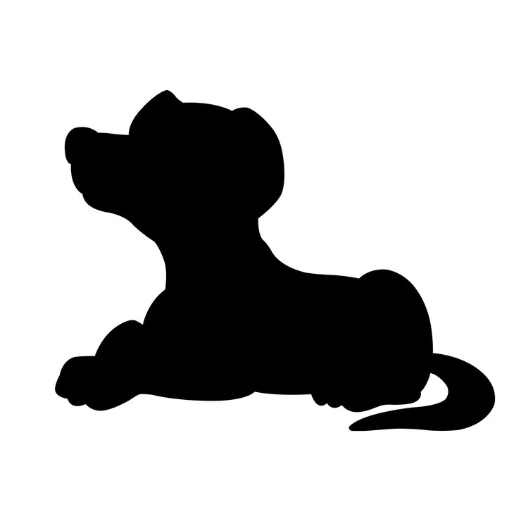 Vetor conjunto de vetores de silhueta de cachorro isolados em conjunto de silhueta de animais de fundo branco livro de colorir crianças