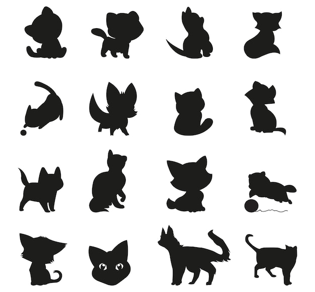 Conjunto de vetores de silhueta de gato