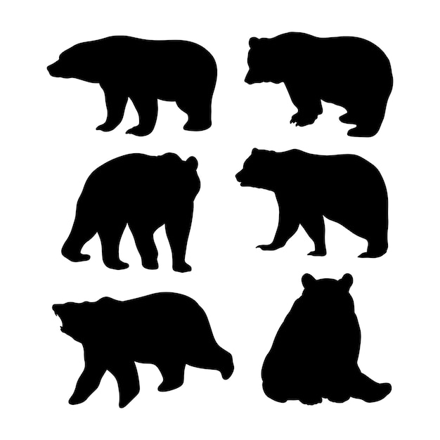 Conjunto de vetores de silhueta de urso