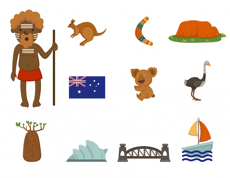 Vetor conjunto de vetores de símbolo australiano