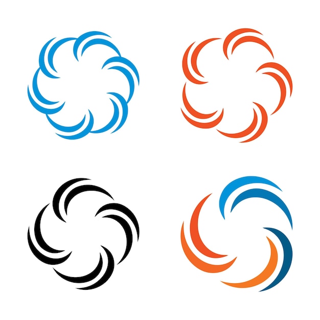 Conjunto de vetores de símbolo de logotipo em espiral geométrica ícone de nuvem abstrata