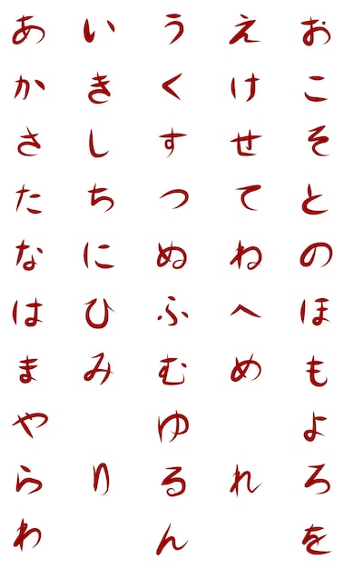 Vetor conjunto de vetores de símbolos hiragana japão alfabeto