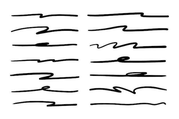 Conjunto de vetores de sublinhado desenhado à mão.