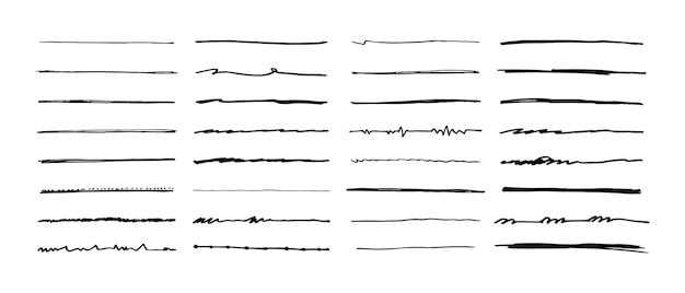 Conjunto de vetores de sublinhado desenhado à mão