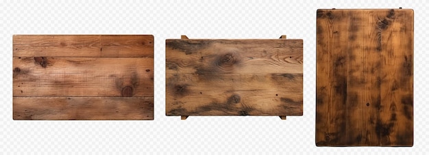 Conjunto de vetores de tábua de madeira isolado em branco