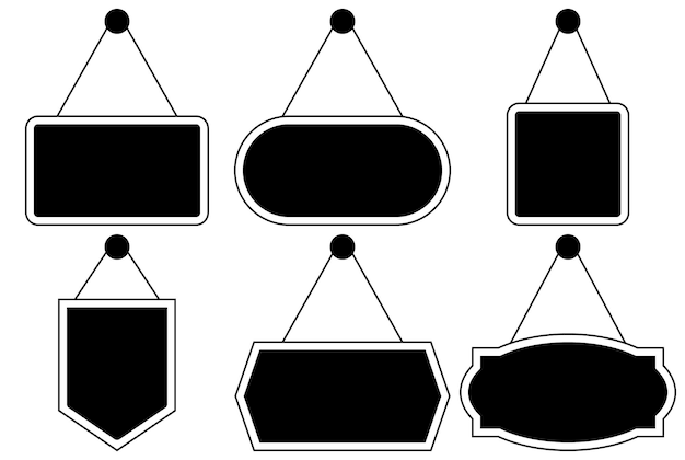 Vetor conjunto de vetores de tabuleta preta estilo de desenho animado simples de tabuleta