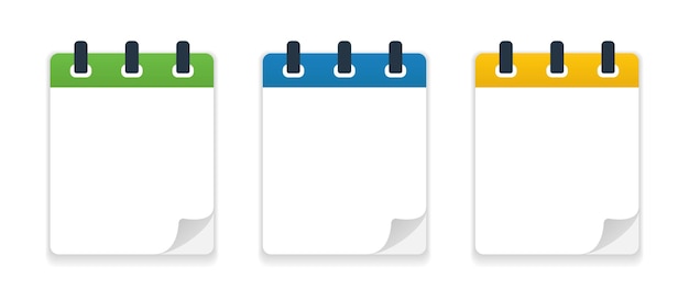Conjunto de vetores do bloco de notas. Coleção de modelo de bloco de notas em branco em design gráfico.