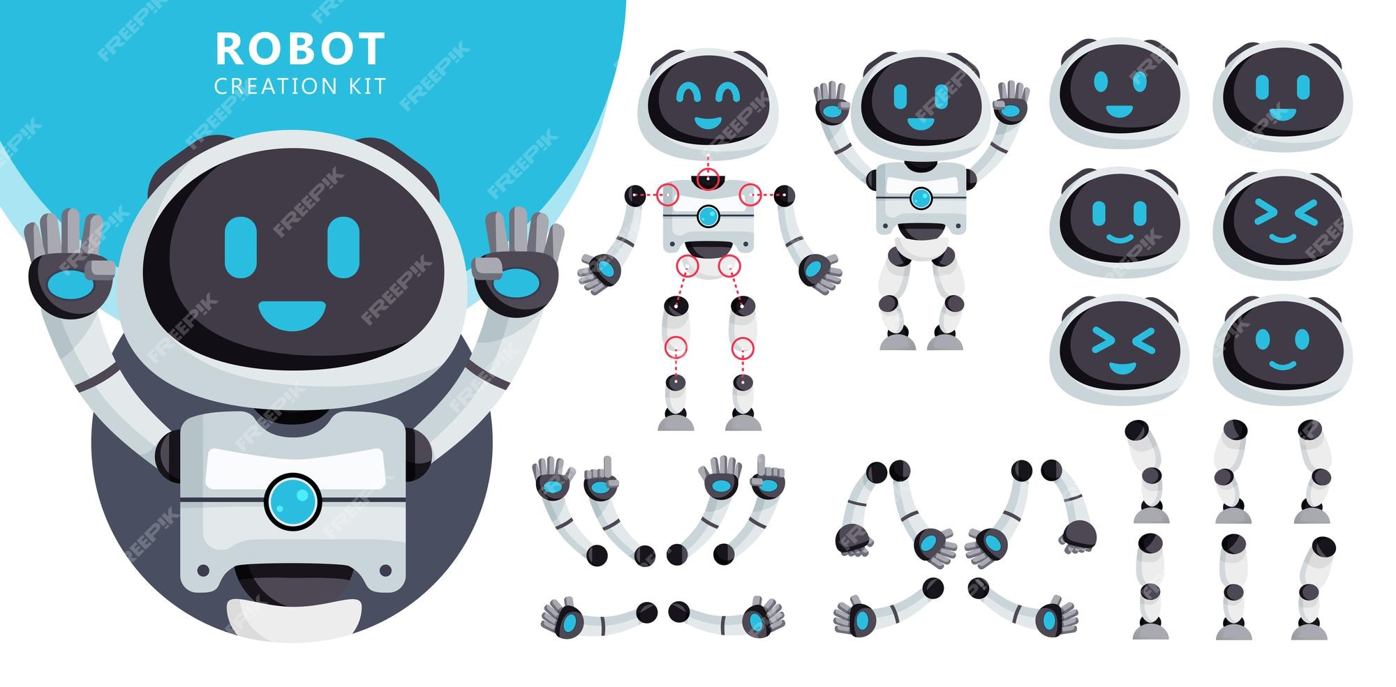 Conjunto De Caracteres De Vetor De Robô. Personagens Robóticos Em Pose De  Pé E Gestos Em Design Moderno Para Robôs De Brinquedo De Ilustração do  Vetor - Ilustração de estar, cara: 202616603