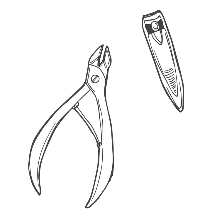 Vetor conjunto de vetores doodle de cortador de unhas esboço isolado em fundo branco