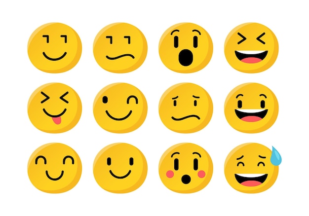 Conjunto de vetores grátis de emoticons em estilo simples