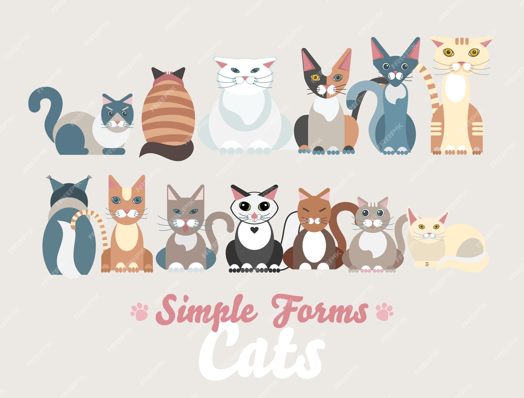 Ilustração dos desenhos animados da família de gatos com