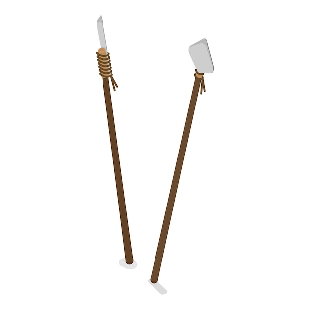 Conjunto de vetores planos isométricos 3D de ferramentas da Idade da Pedra Item 2