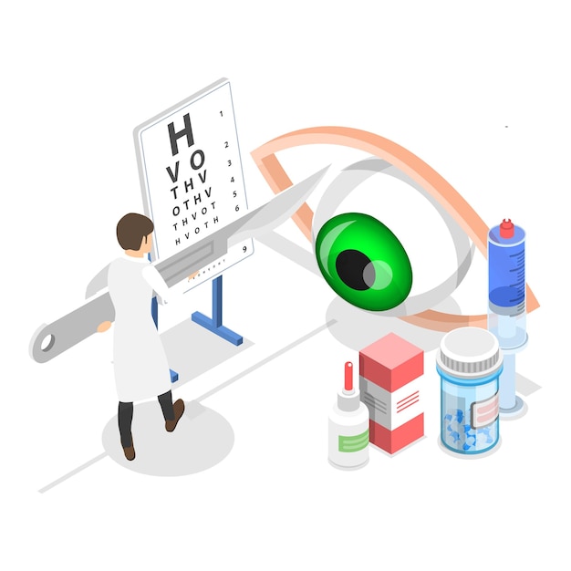 Vetor conjunto de vetores planos isométricos 3d de ginecologista dentista optometrista e andrologista saúde e medicina item 3