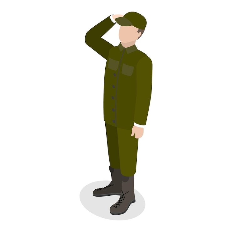 Vetor conjunto de vetores planos isométricos 3d de soldados em uniforme militar item 2