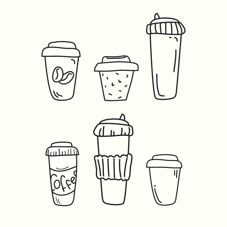 Conjunto de xícaras de café Coleção de vetores com xícaras em fundo branco