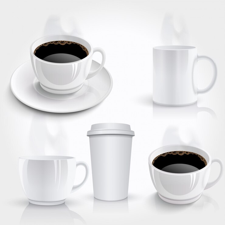Vetor conjunto de xícaras de café.