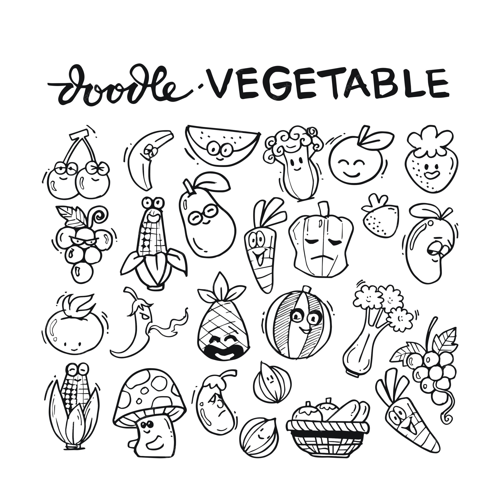 conjunto de desenho vegetal desenhado à mão estilo doodle 2550196 Vetor no  Vecteezy