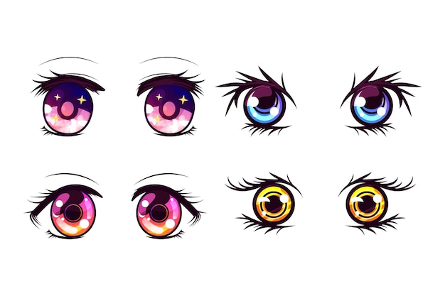 Conjunto detalhado de olhos de anime