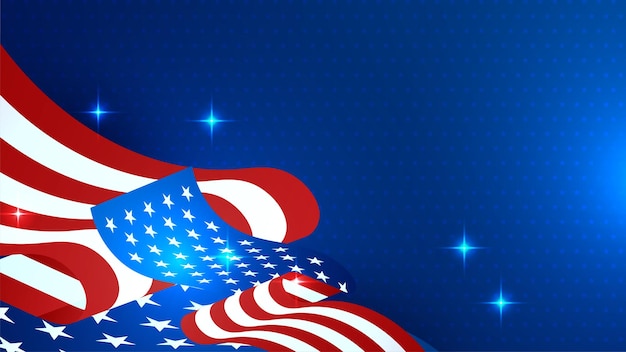 Conjunto do dia da independência com fundo de design vermelho e azul americano de elemento diferente