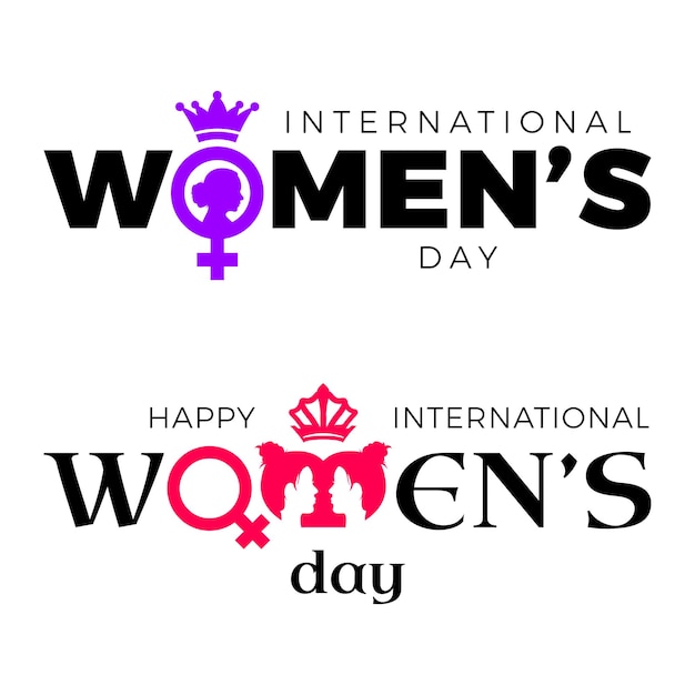 Vetor conjunto do dia internacional da mulher, 8 de março, efeito de texto, tipografia, clipart svg