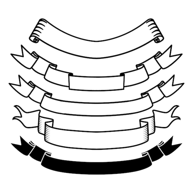 Vetor conjunto dos elementos de design de fitas vetoriais em vetores