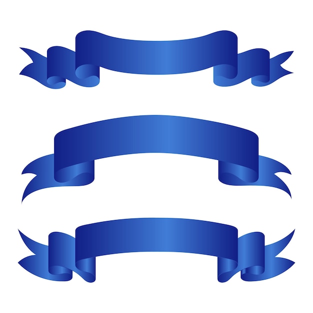Vetor conjunto elegante de banners de fita azul, ilustração vetorial