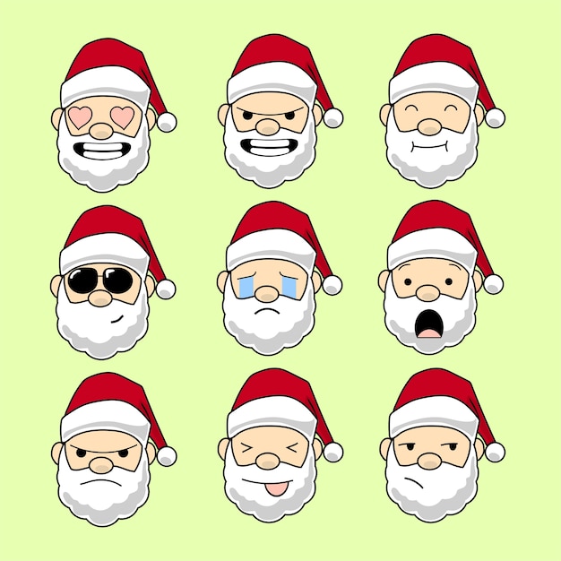 Vetor conjunto emoticon de santa