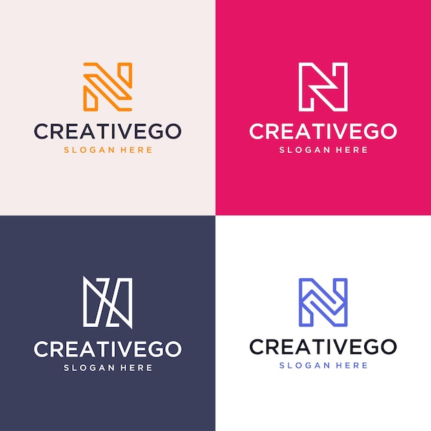 Vetor conjunto gráfico vetorial de modelo de design de logotipo da letra n