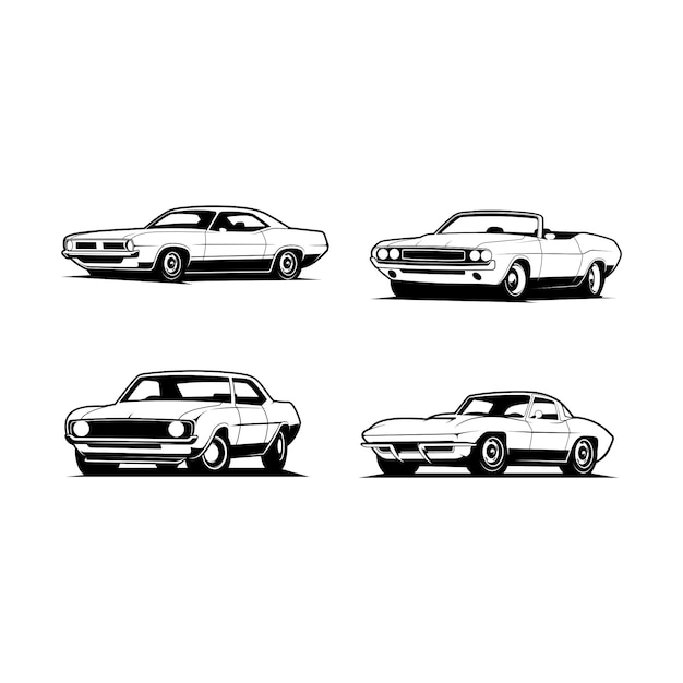 Conjunto Ilustração Carro Clássico