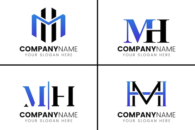 Conjunto inicial de design de logotipo mh