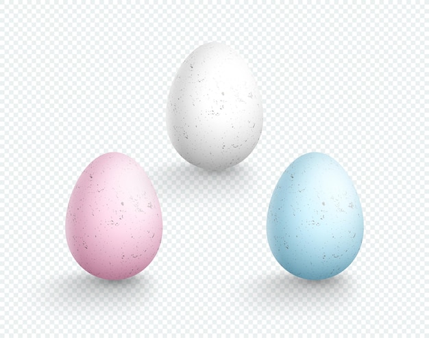 Vetor conjunto isolado de elementos de ovo de páscoa salpicado cor pastel 3d