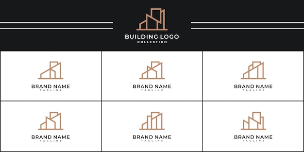 Vetor conjunto minimalista de construção de inspiração de design de logotipo imobiliário